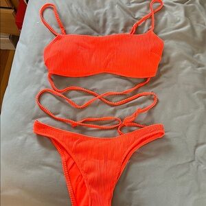 Hollister Bandeau Orange Bikini Set